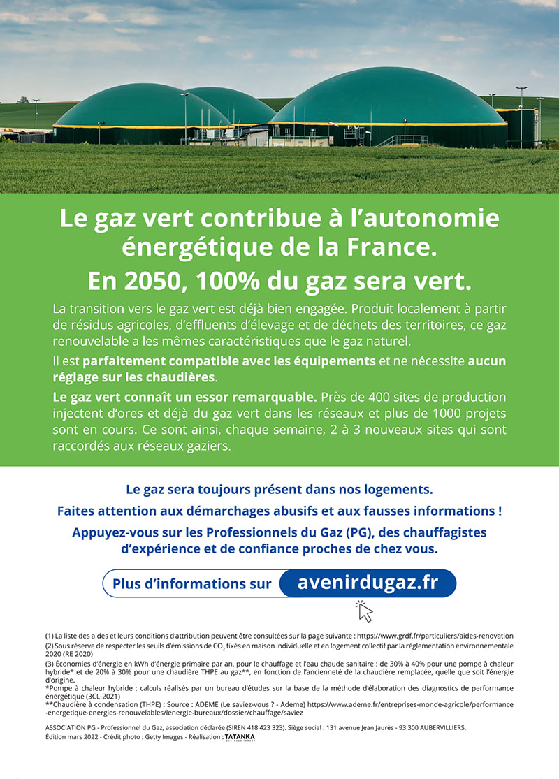 Le gaz vert contribue à l'autonomie énergétique de la France
