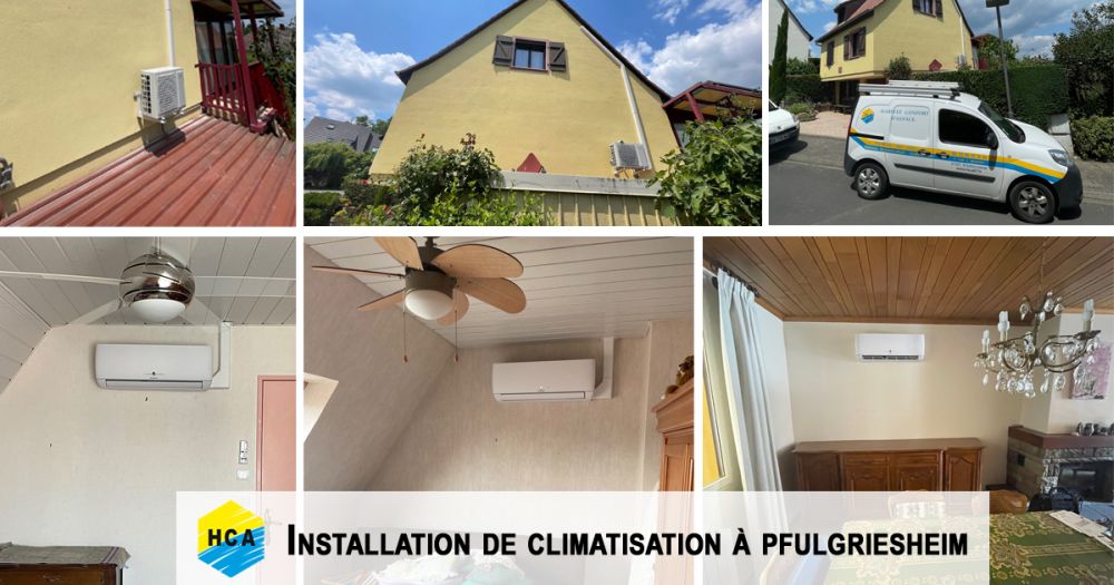 Installation de climatisation avec système tri-split dans une maison à Pfulgriesheim